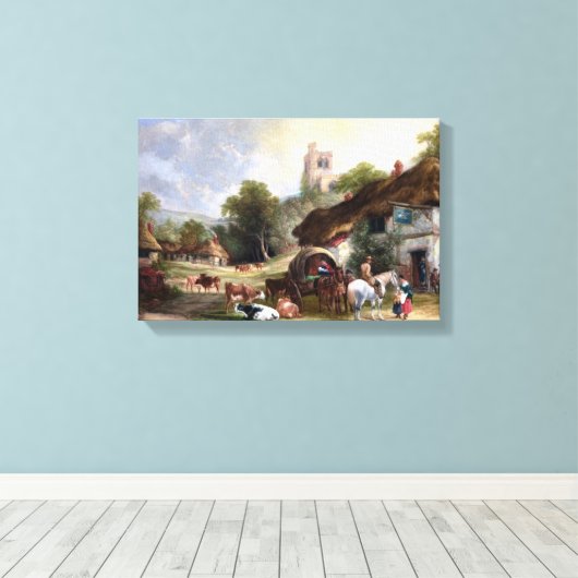 Engels Landelijk Dorp Schilderij Canvas Afdruk (Insitu (Houten vloer))