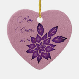 Engels Lavender and Deep Red-Violet Poinsettia Keramisch Ornament