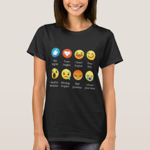 Engels leraar Emojis Emoticons Funny Graphic T-shi T-shirt