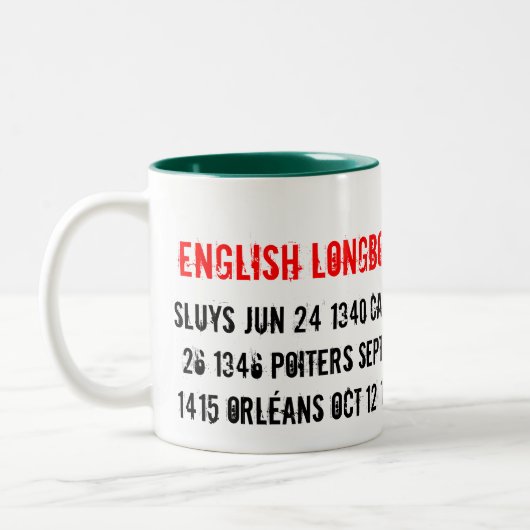 Engels Longbow Tour 1340 - 1453, Sluys jun 24 ... Tweekleurige Koffiemok (Links)