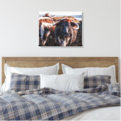 Engels Longhorns Canvas Afdruk (Insitu (Slaapkamer))