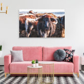 Engels Longhorns Canvas Afdruk (Insitu (Woonkamer))
