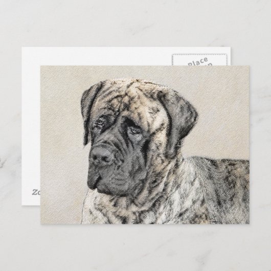 Engels Mastiff (Brindle) schilderen - Dog Art Briefkaart (Voorkant / Achterkant)