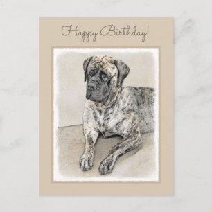 Engels Mastiff (Brindle) schilderen - Dog Art Briefkaart