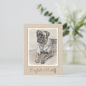 Engels Mastiff (Brindle) schilderen - Dog Art Briefkaart (Staand voorkant)