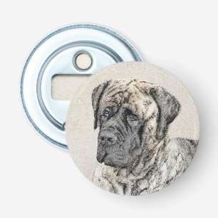 Engels Mastiff (Brindle) schilderen - Dog Art Button Flesopener