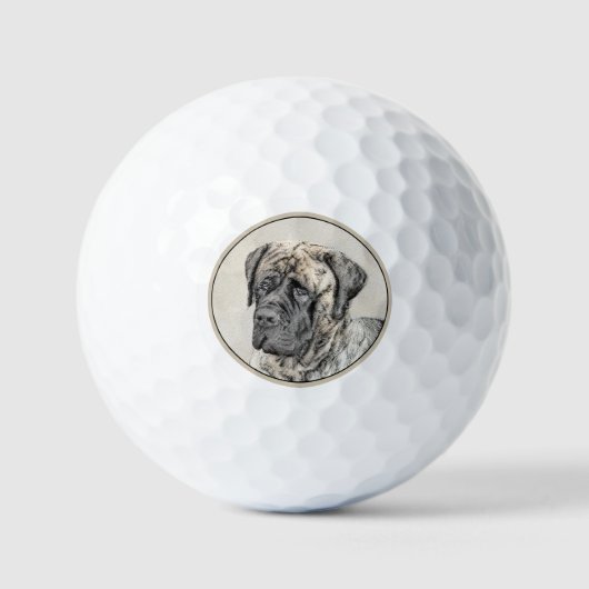 Engels Mastiff (Brindle) schilderen - Dog Art Golfballen (Voorkant)