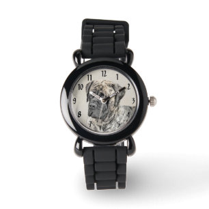 Engels Mastiff (Brindle) schilderen - Dog Art Horloge