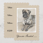 Engels Mastiff (Brindle) schilderen - Dog Art Kaart (Voorkant / Achterkant)