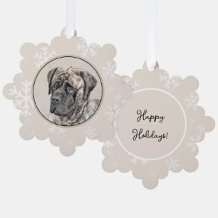 Engels Mastiff (Brindle) schilderen - Dog Art Ornament Kaart