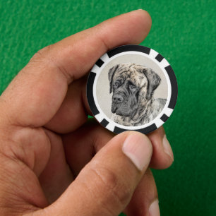 Engels Mastiff (Brindle) schilderen - Dog Art Poker Chips