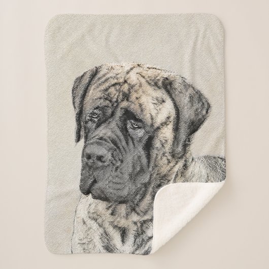 Engels Mastiff (Brindle) schilderen - Dog Art Sherpa Deken (Voorkant)