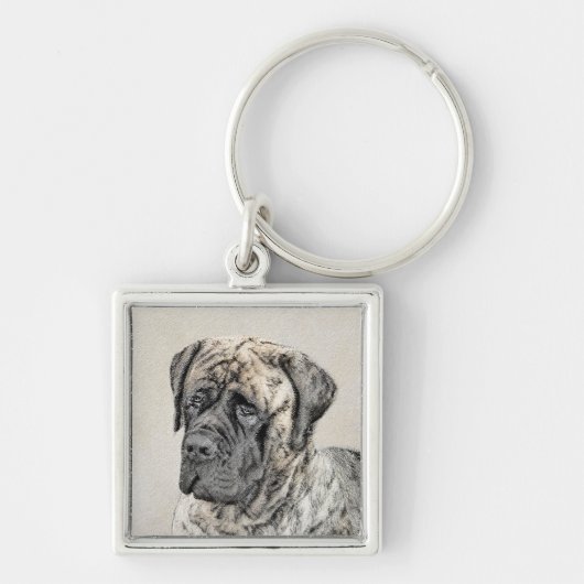 Engels Mastiff (Brindle) schilderen - Dog Art Sleutelhanger (Voorkant)