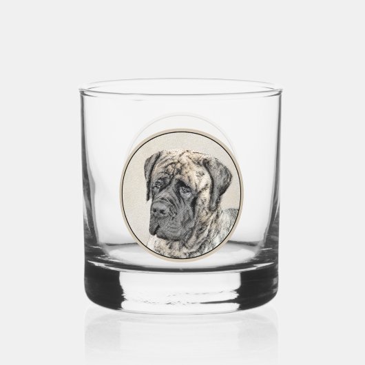 Engels Mastiff (Brindle) schilderen - Dog Art Whisky Glas (Voorkant)