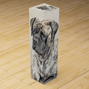Engels Mastiff (Brindle) schilderen - Dog Art Wijn Geschenkdoos
