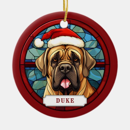 Engels Mastiff Keramische Cirkel Ornament (Voorkant)