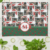 Engels Mastiff Pattern Monogram Kerstmis Dog Theedoek (Gevouwen)