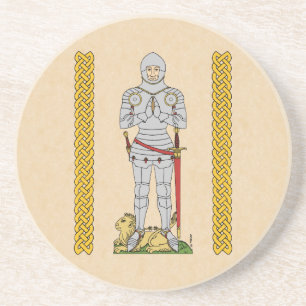 Engels Medieval Knight Circa 1430 Zandsteen Onderzetter