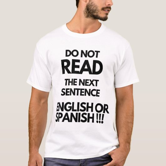 Engels of Spaans Grappige Meme T-shirts (Voorkant)