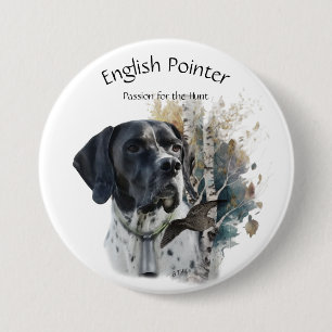 Engels Pointer, Passie voor de jacht, Kunst Ronde Button 7,6 Cm