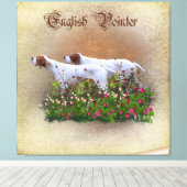 Engels Pointer Tapestry Poster Triptych AcrylP Canvas Afdruk (Insitu (Houten vloer))