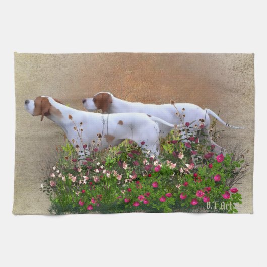 Engels Pointer Tapestry Poster Triptych AcrylP Theedoek (Horizontaal)