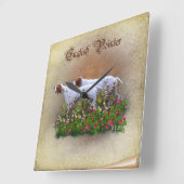 Engels Pointer Tapestry Poster Triptych AcrylP Vierkante Klok (Hoek)