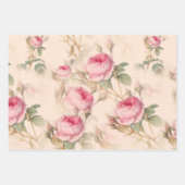 Engels roos, bloemen patroon groot  inpakpapier vel (Voorkant 3)