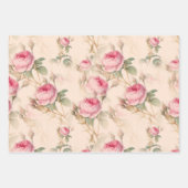 Engels roos, bloemen patroon groot  inpakpapier vel (Voorkant)