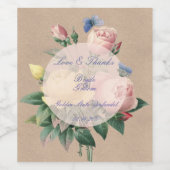 Engels Roos Butterfly Garden Wedding Wijn Etiket (Enkel label)