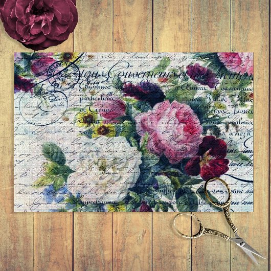 Engels Roos Florals Ephemeral Writers Decoupage Tissuepapier