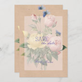 Engels Roos Garden Wedding SAVE the Date (Voorkant / Achterkant)