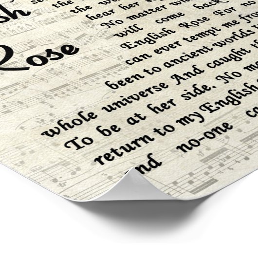 Engels Roos Song Lyric  Script Print (Hoek)