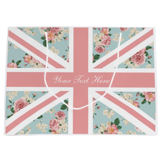 Engels Roos Union Jack Floral Pattern Large Cadeautasje (Voorkant)