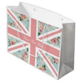 Engels Roos Union Jack Floral Pattern Large Cadeautasje (Achterkant Gekanteld)