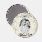 Engels Roos & Zilveren Bruiloft Save the Date Magn Magneet (Voorkant / Achterkant)