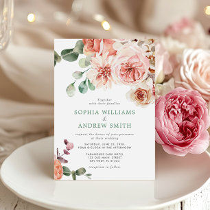 Engels Rose Bouquet bruiloft uitnodiging