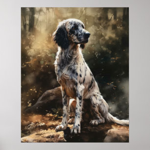 Engels Setter Dog Art Print Poster