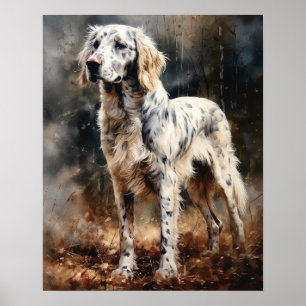 Engels Setter Dog Art Print Poster
