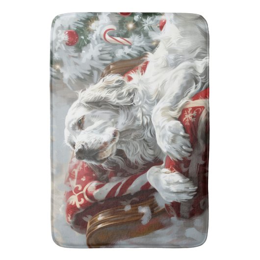 Engels Setter Dog Kerstfeest Badmat (Voorkant Verticaal)