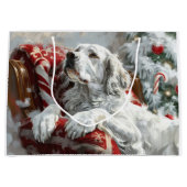 Engels Setter Dog Kerstfeest Groot Cadeauzakje (Voorkant)