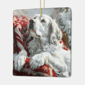 Engels Setter Dog Kerstfeest Keramisch Ornament (Links)