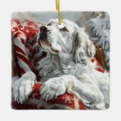 Engels Setter Dog Kerstfeest Keramisch Ornament (Voorkant)