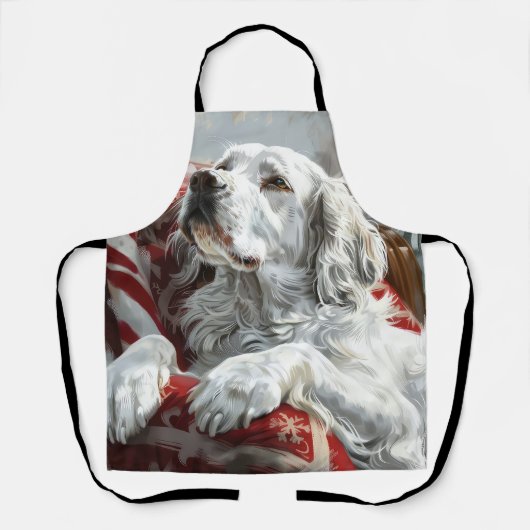 Engels Setter Dog Kerstfeest Schort (Voorkant)