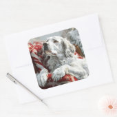 Engels Setter Dog Kerstfeest Vierkante Sticker (Envelop)