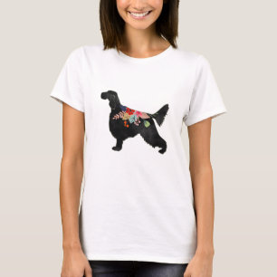 Engels Setter Hondenras Bohemian Floral Silhouett T-shirt