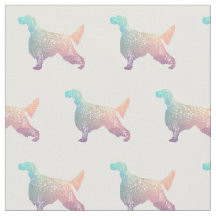 Engels Setter Silhouette Tiled Fabric - Pastel