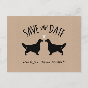 Engels Setter Silhouetten Bruiloft Save the Date Aankondigingskaart