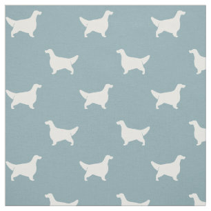 Engels Setter Silhouettes Pattern Light Blue Stof
