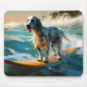 Engels setter strand surfen schilderij muismat